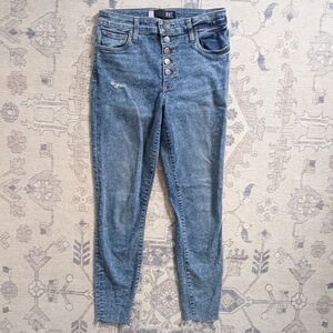 Kut from the Kloth Connie High Rise Ankle Skinny Jeans with Button Fly